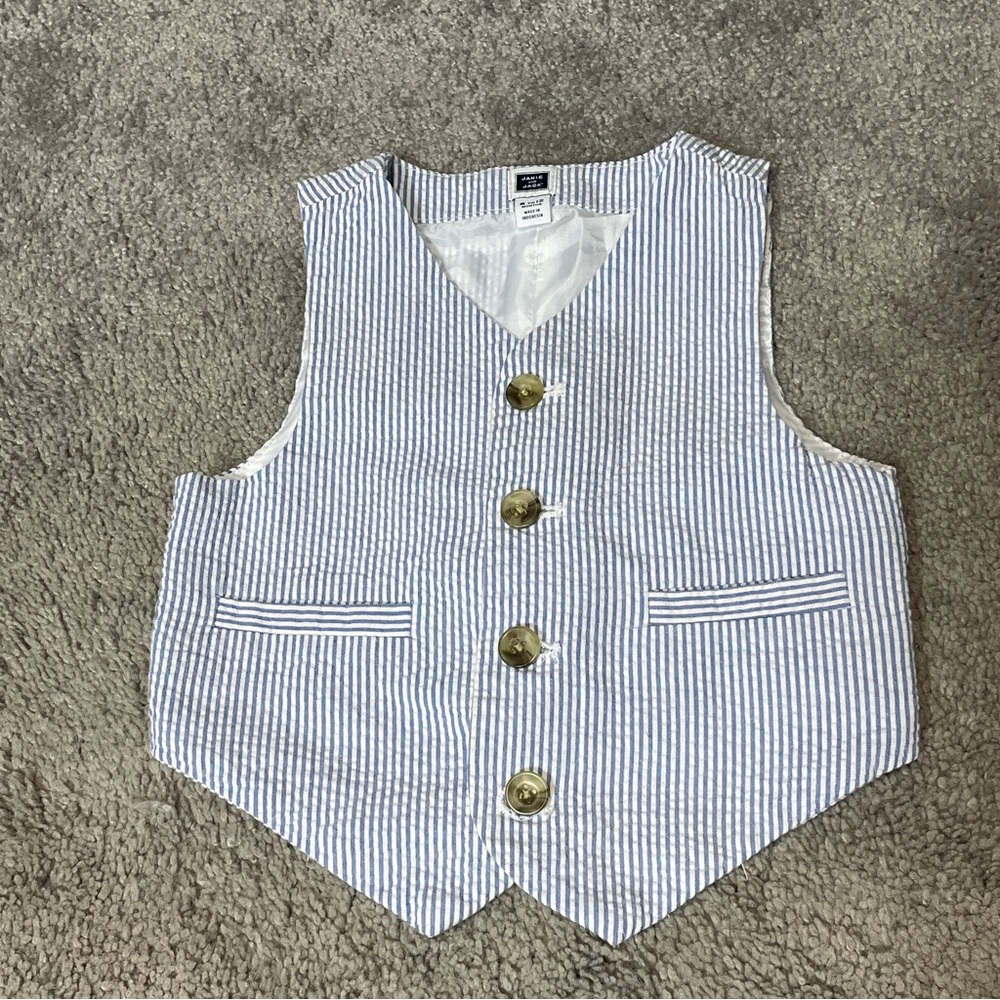 Janie‎ and Jack Boy's Seersucker Striped Suit Vest Size 6-12 months